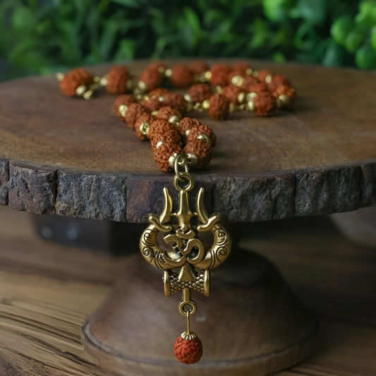 Panchmukhi Rudraksha OM Shiva Trishool Mala – Divine Strength & Protection